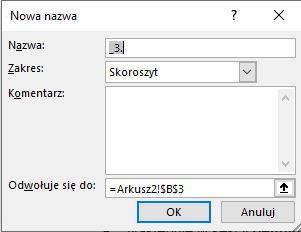 Zrzut ekranu okna dialogowego Nowa nazwa